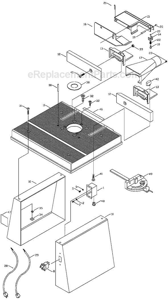 Page A Diagram and Parts List for 697  Porter Cable Router